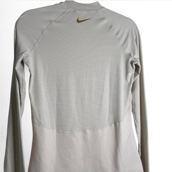 Nike Dri-Fit Cream Striped Athletic Top M | Moisture-Wicking Shirt - Picture 6 of 6